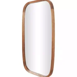Brown Wood Rounded Edges Mirror