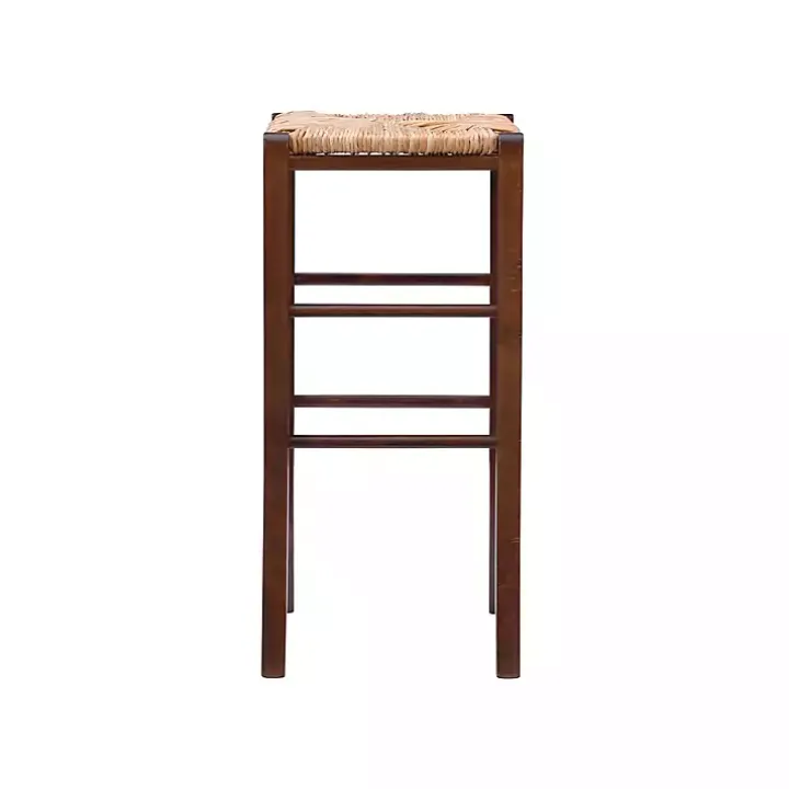 Brown Wood Seagrass Backless 2-pc. Bar Stool Set