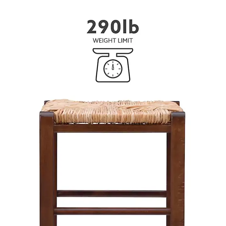 Brown Wood Seagrass Backless 2-pc. Bar Stool Set