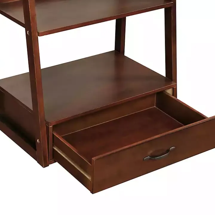 Brown Wood 5-Shelf Leaning Bookshelf