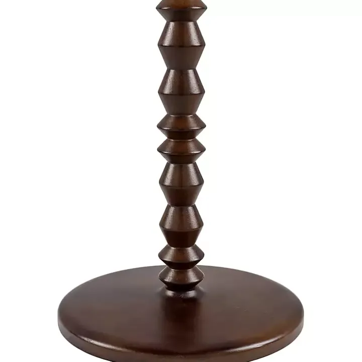 Brown Wood Spindle Paduak Floor Lamp
