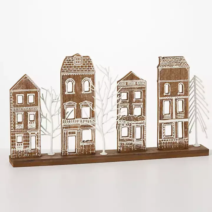 Brown Wood Tabletop Christmas Village