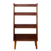 Brown Wood 4-Tier Mid Century Modern Bookshelf