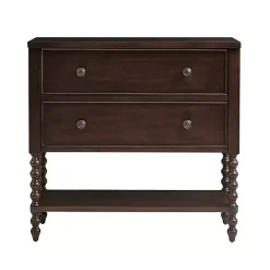 Brown Wood Turned Legs 2-Drawer Chest