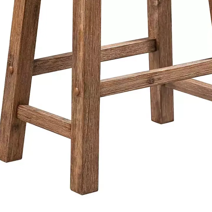 Brown Wooden Saddle Seat Counter Stool