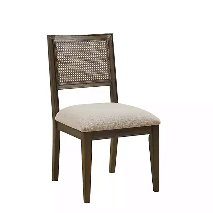 Brown Woven Back Dining Chairs, Set of 2