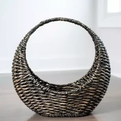 Brown Woven Half Moon Basket