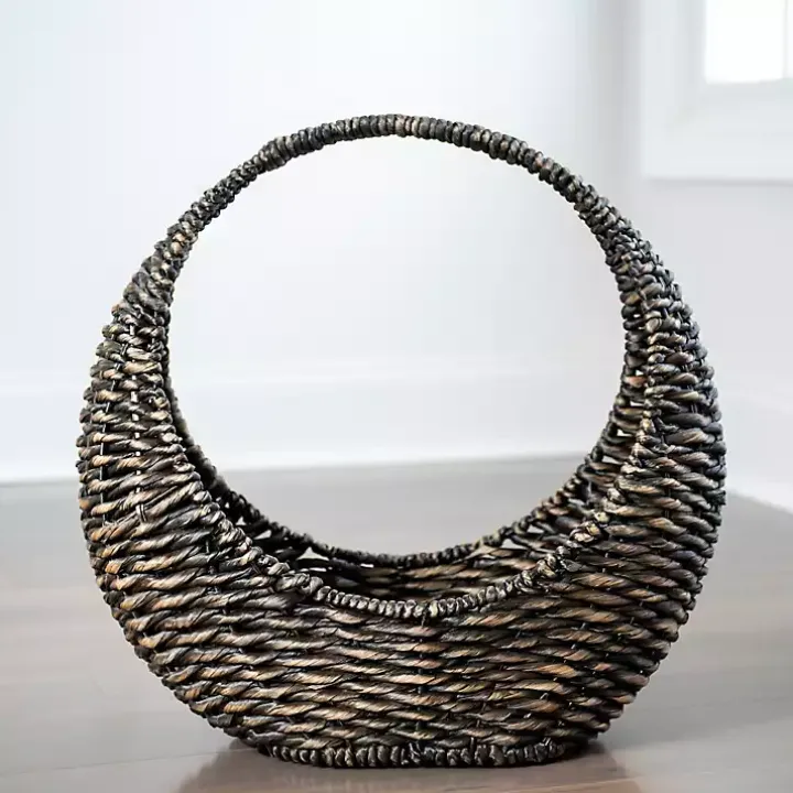 Brown Woven Half Moon Basket