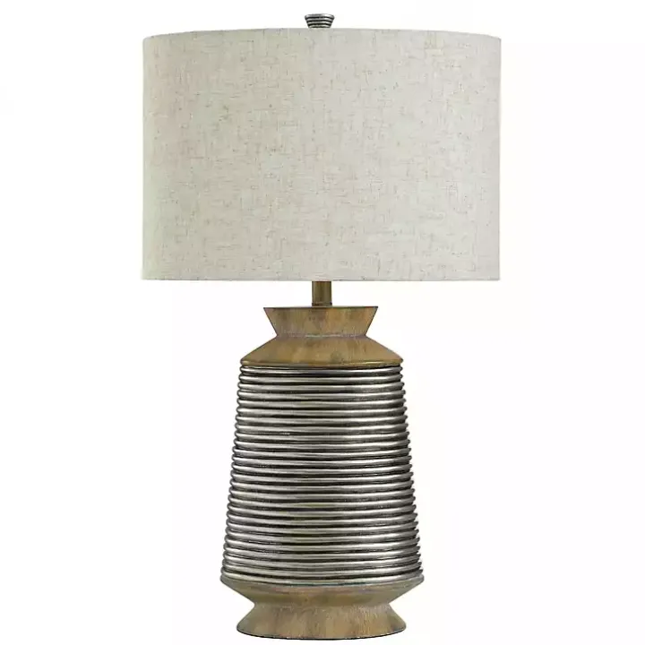 Brushed Gold Ribbed Table Lamp