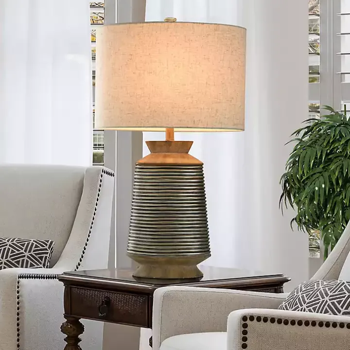 Brushed Gold Ribbed Table Lamp