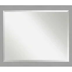 Brushed Metallic Silver Frame Beveled Mirror