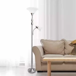 Brushed Nickel Base Marble Glass Shade Floor Lamp