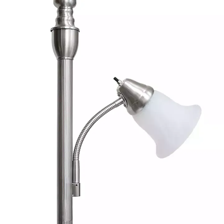 Brushed Nickel Base Marble Glass Shade Floor Lamp