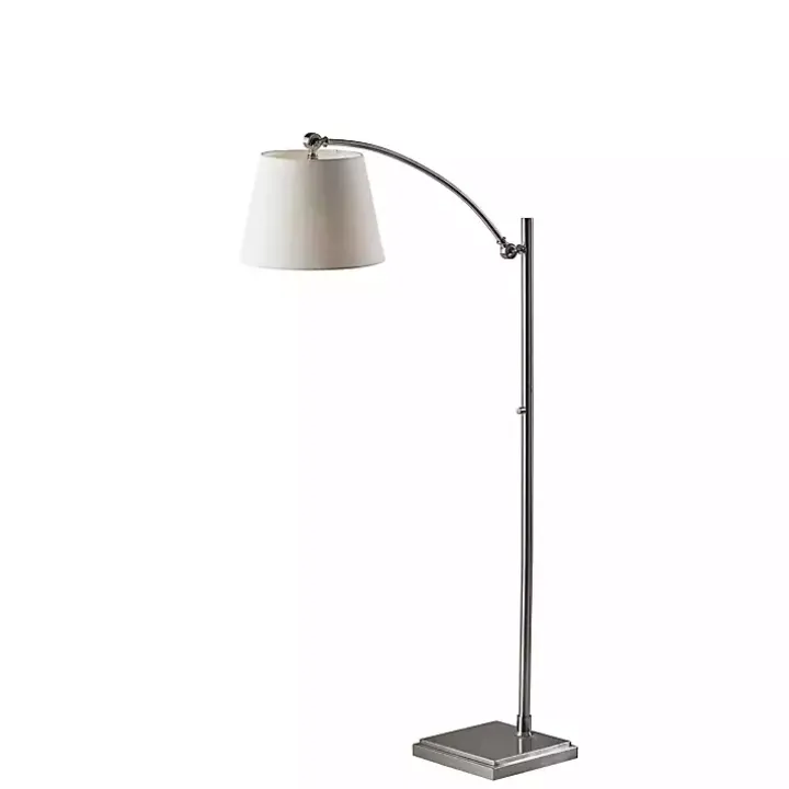 Brushed Silver Adjustable Arm Floor Lamp