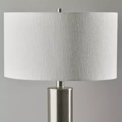 Brushed Steel Cylinder Table Lamp