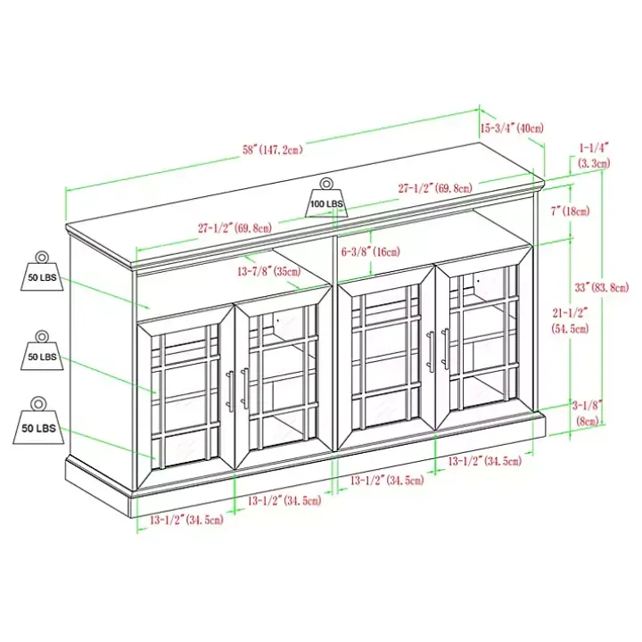 Brushed White Window Pane TV Stand