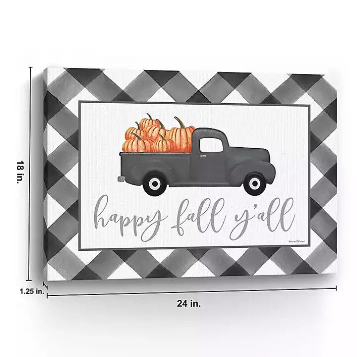 Buffalo Check Happy Fall Truck Giclee Canvas Print