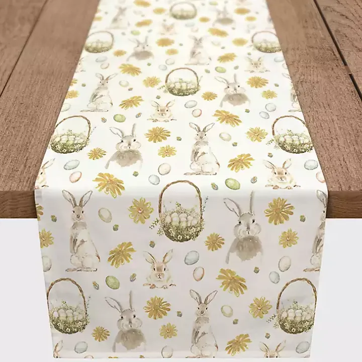 Bunnies and Baskets Easter Table Runner, 72 in.