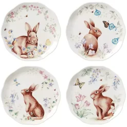 Bunny Butterfly Appetizer Plates, Set of 4