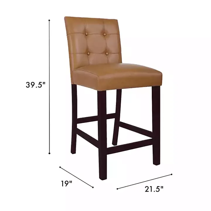 Camel Faux Leather Jeremy Counter Stools, Set of 2