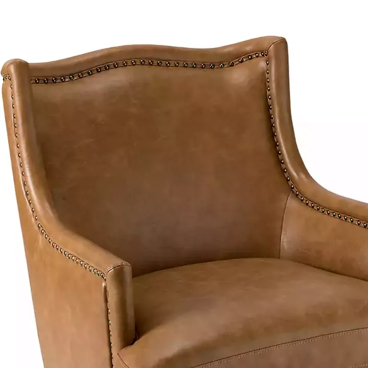Camel Faux Leather Ophelia Accent Chair