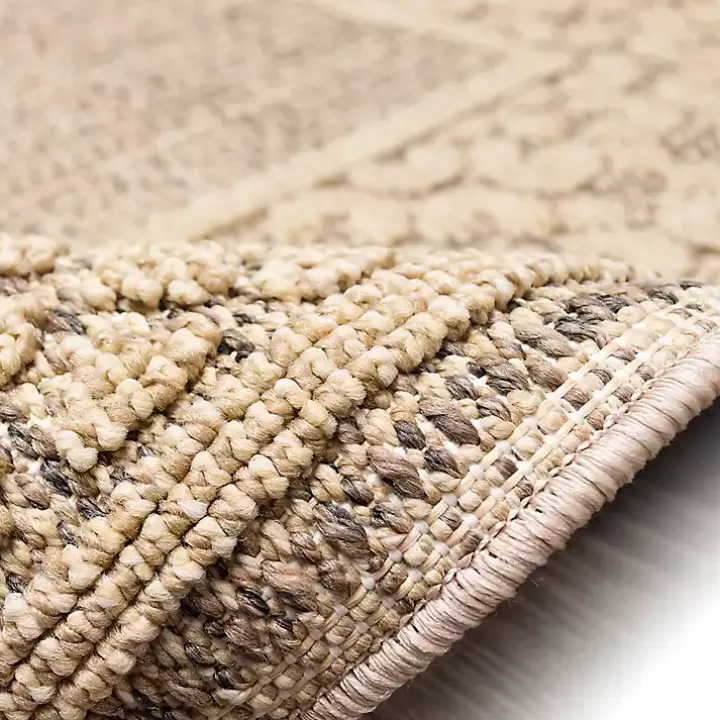 Camel Leopard Border Outdoor Area Rug, 5x7