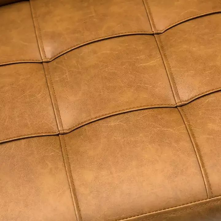 Camel Tufted Faux Leather Swivel Office Chair