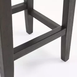 Caramel Wood and Faux Leather Backless Stool