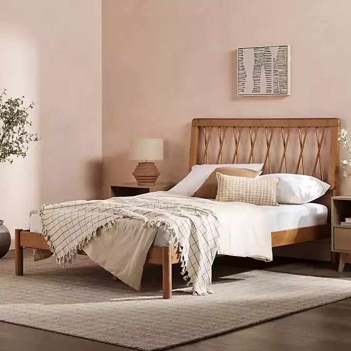 Caramel Wood Spindle Headboard Full Bed