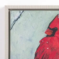 Cardinal on Branch Framed Canvas Art Print