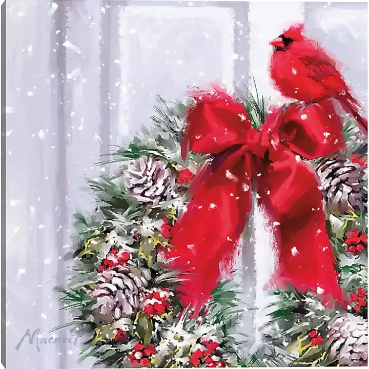 Cardinal Wreath Canvas Art Print