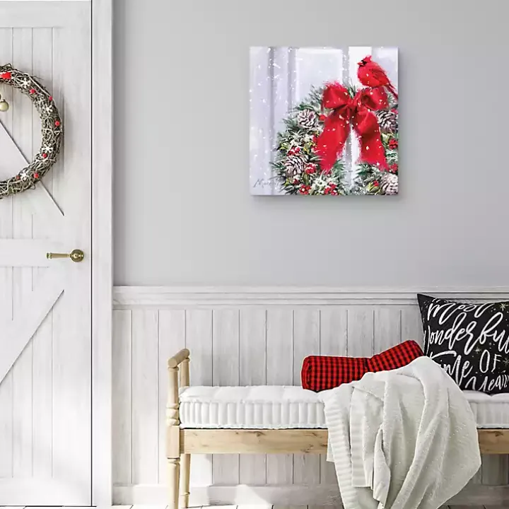Cardinal Wreath Canvas Art Print