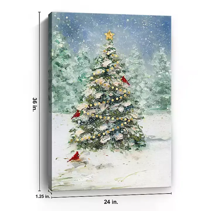 Cardinals on Tree Medium Canvas Art Print