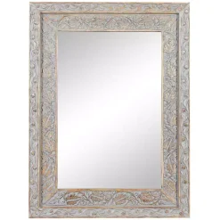 Carved Floral Mango Wood Mirror
