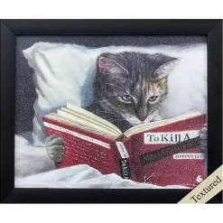 Cat Reading Framed Art Print
