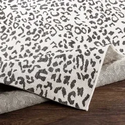 Cauli Black Leopard Print Outdoor Runner Rug, 2x12