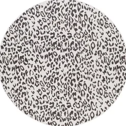Cauli Black Leopard Print Round Outdoor Rug, 6 ft.