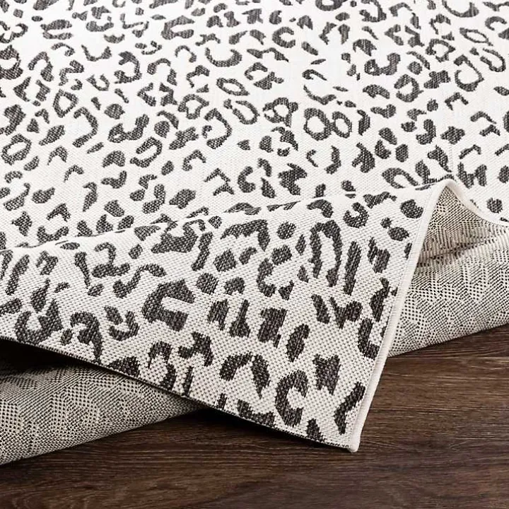 Cauli Black Leopard Print Outdoor Rug, 6x6