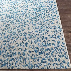 Cauli Blue Leopard Print Outdoor Rug, 7x10