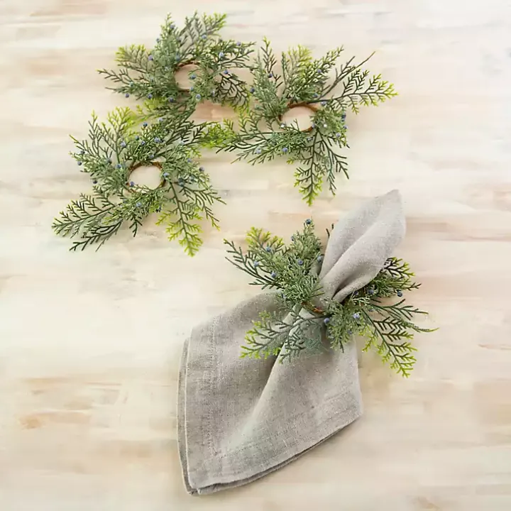 Cedar Top Napkin Rings, Set of 4