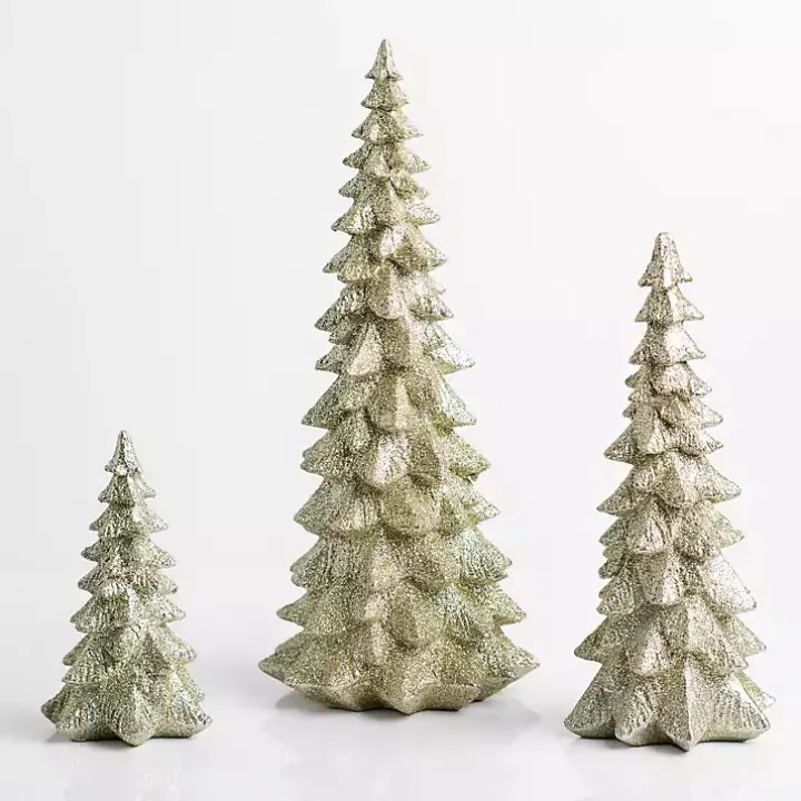 Champagne Glitter Christmas Trees, Set of 3