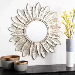 Champagne Gold Round Flower Alba Wall Mirror