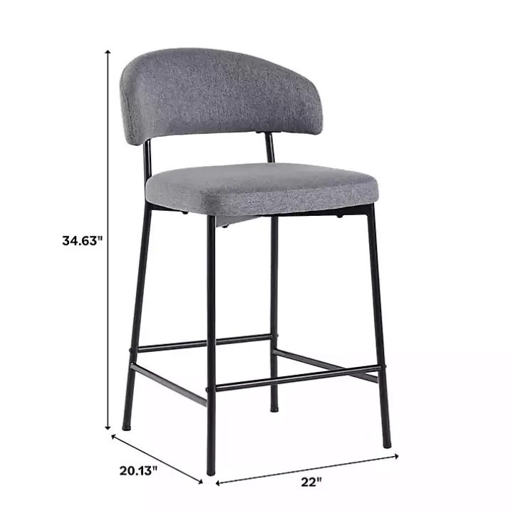 Charcoal and Black Curved Counter Stools, Set of 2
