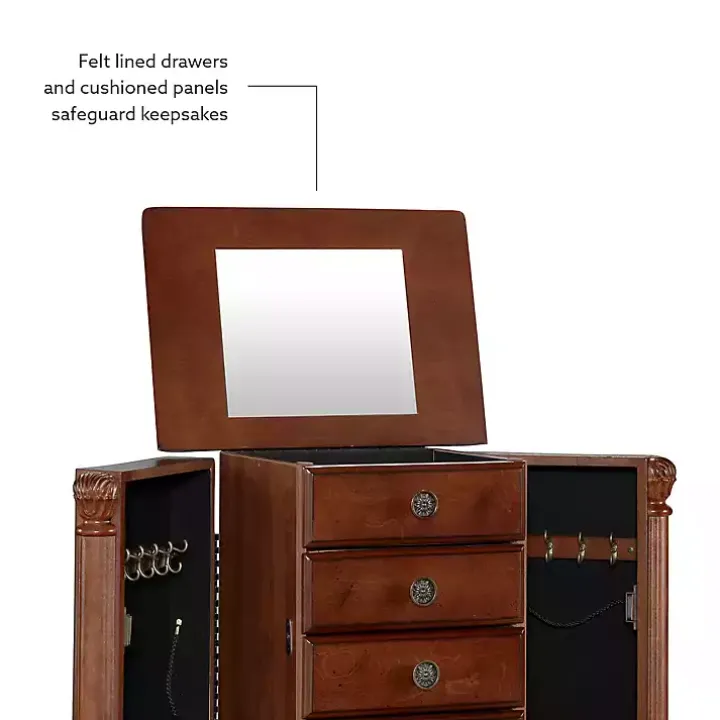 Cherry 5-Drawer Ollie Petite Jewelry Armoire
