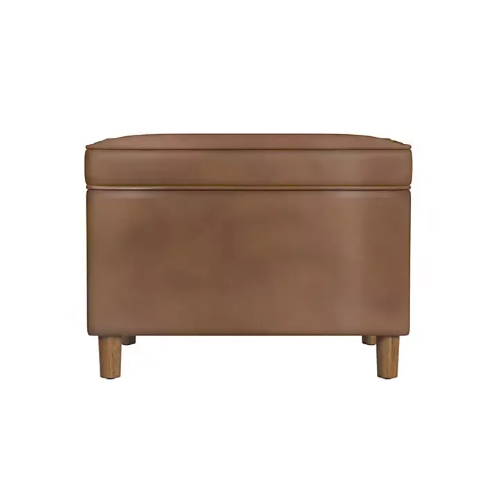 Chocolate Brown Faux Leather Storage Ottoman