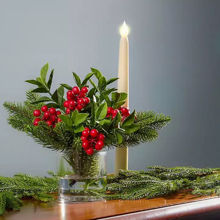 Christmas Berry & Pine Faux Water Arrangement