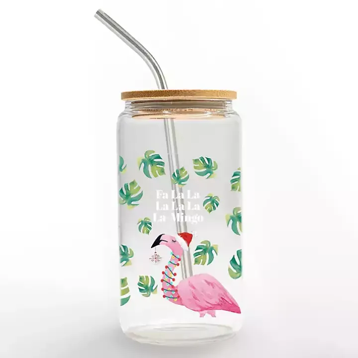Christmas Fa La La La-Mingo Glass Tumbler
