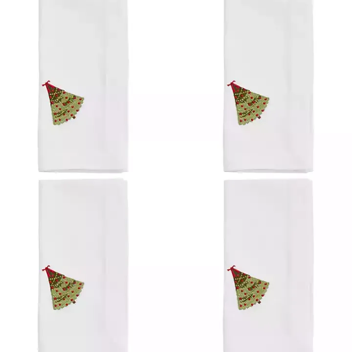 Christmas Tree Embroidered 4-pc. Napkin Set