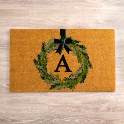 Christmas Wreath Monogram A Doormat