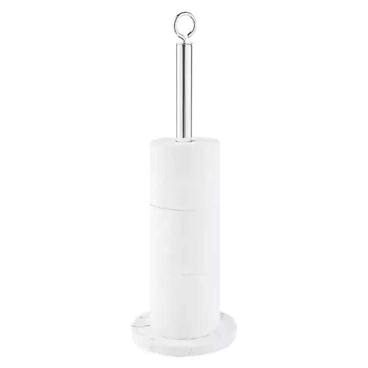 Chrome and White Marble Toilet Paper Holder
